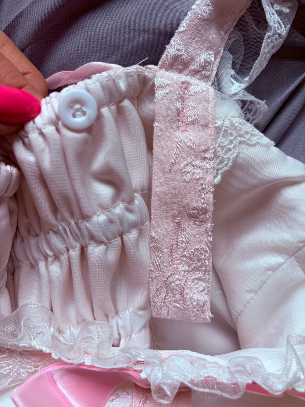 Pink & White Lace Victorian Vintage Style Dress - Picture 13 of 13